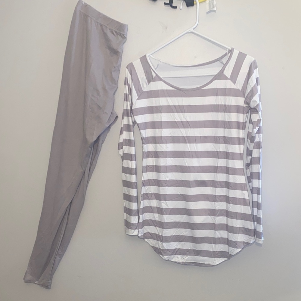 Pantsuit casual woman’s Striped Long Sleeve Top and Pants